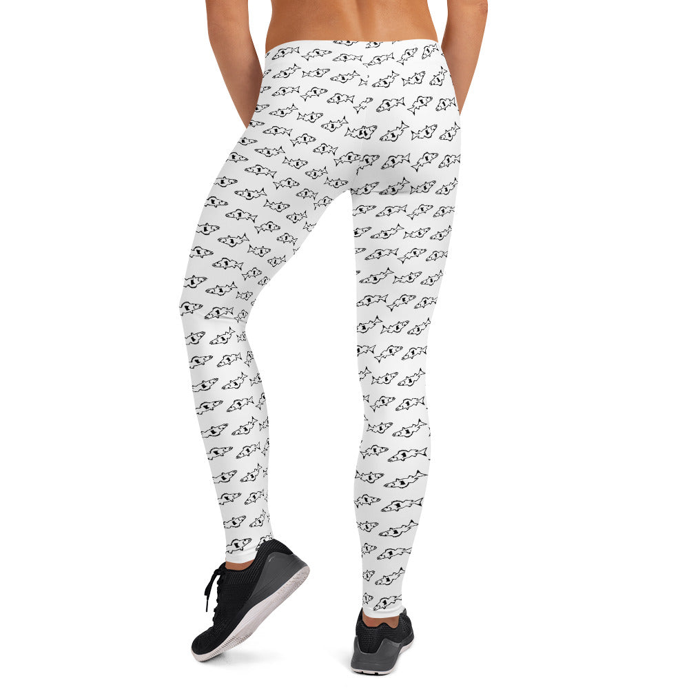 Catch & Cook Customs - Minnesota NiceWater Walleye Pattern Leggings - White/Black