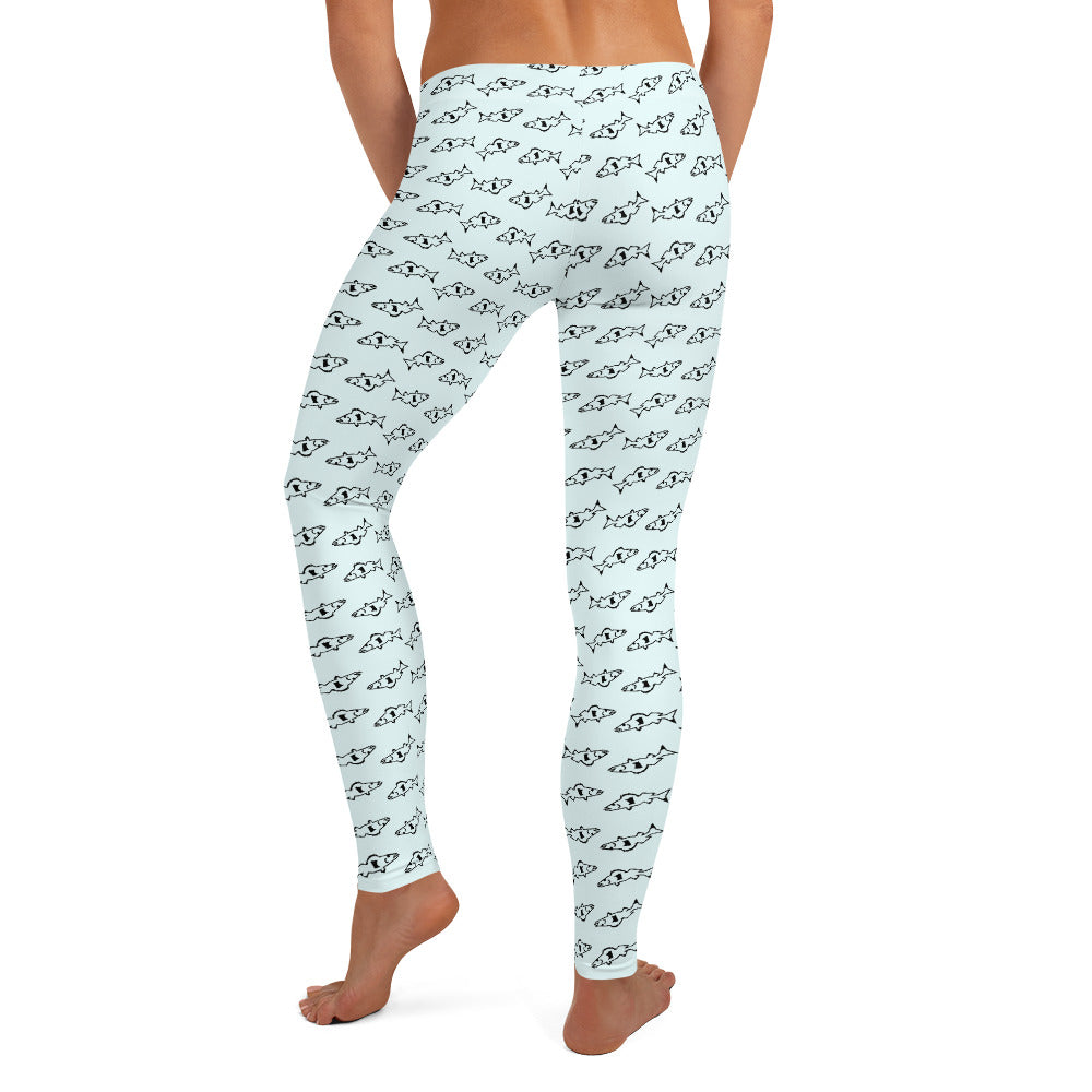 Catch & Cook Customs - Minnesota NiceWater Walleye Pattern Leggings - Light Sky Blue