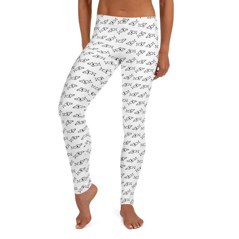 Catch & Cook Customs - Minnesota NiceWater Walleye Pattern Leggings - White/Black