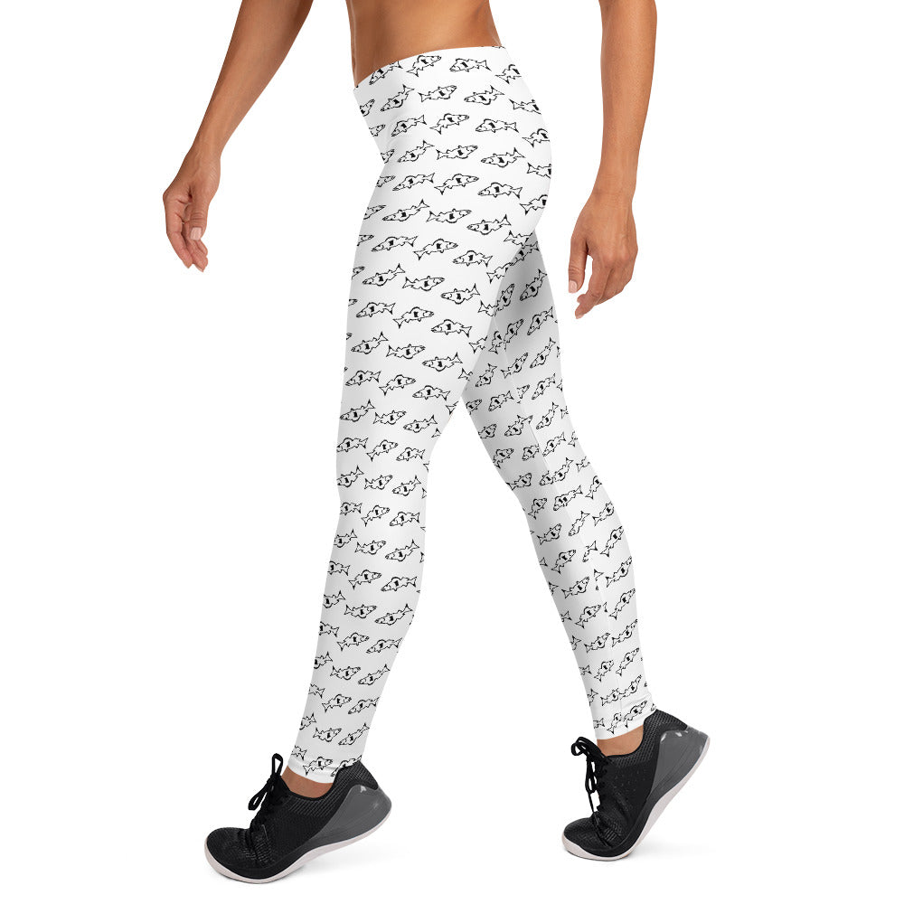 Catch & Cook Customs - Minnesota NiceWater Walleye Pattern Leggings - White/Black