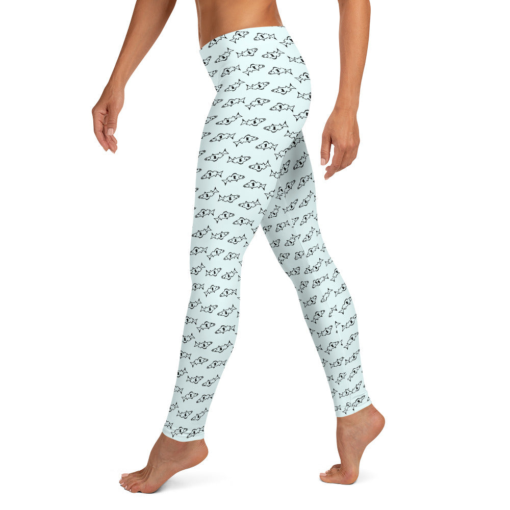 Catch & Cook Customs - Minnesota NiceWater Walleye Pattern Leggings - Light Sky Blue