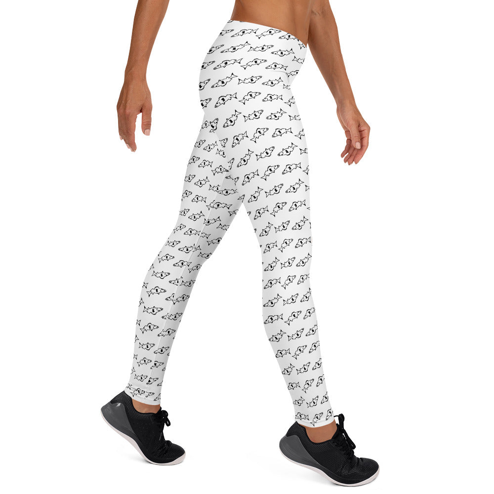 Catch & Cook Customs - Minnesota NiceWater Walleye Pattern Leggings - White/Black